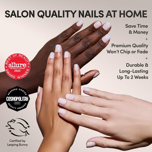Glamnetic Press On Nails - Sweetie Set | Super Short Pink Fake Nails, Extra Short Salon Quality Milky Nails | 12 Sizes - 30 Nail Kit with Glue