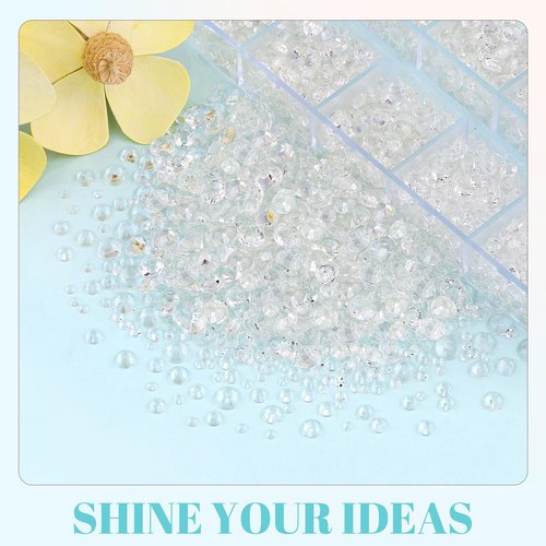 12100Pcs Resin Rhinestones for Crafting with 3Pcs 10ml B7000 Jewelry Glue, 2 Boxes Flatback Crystals Diamond (Transparent) for Bedazzling Crafts DIY Nail Art,Non Hotfix Gems for Clothing Shoes