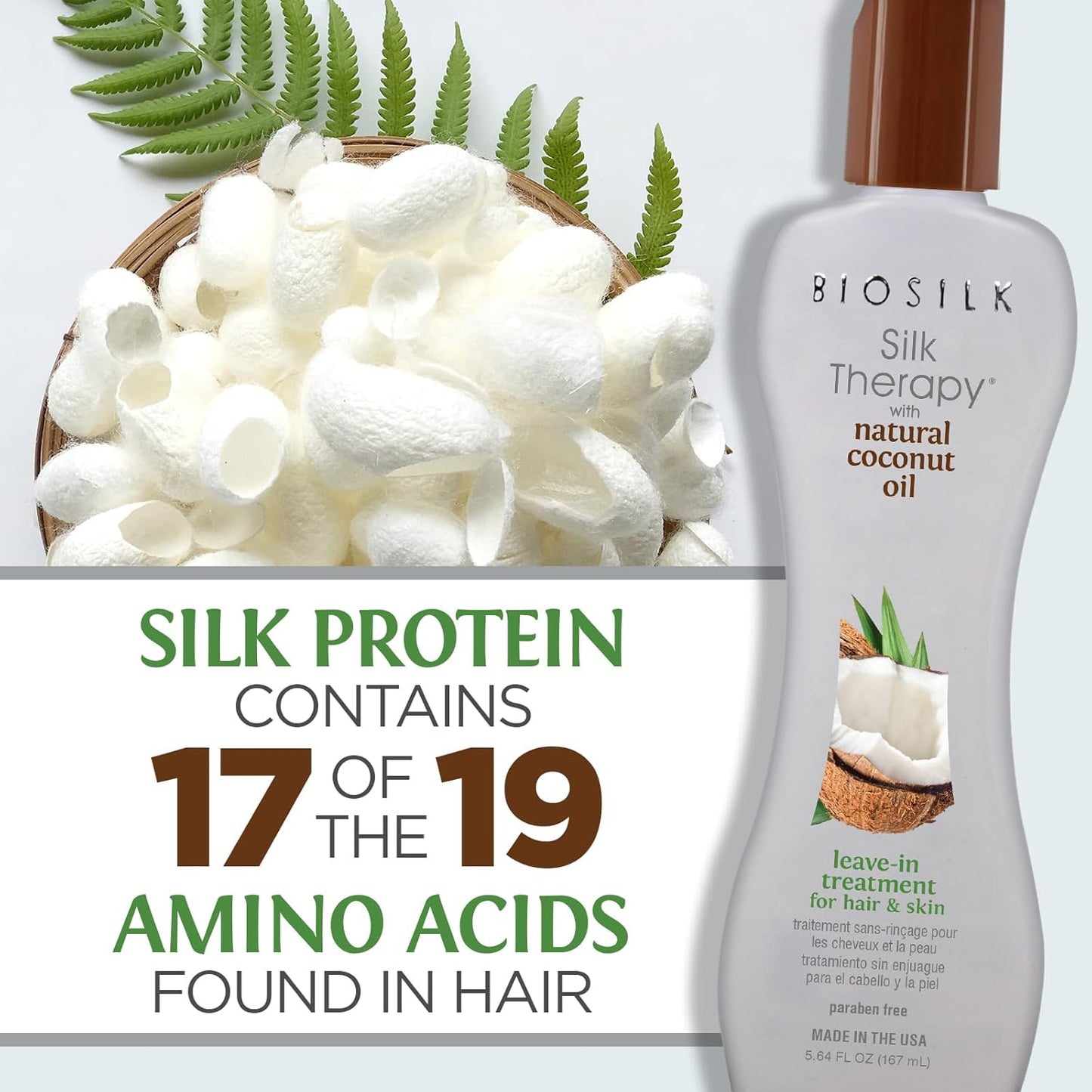 BioSilk Silk Therapy Leave-In Hair Treatment Cream - Frizz Control & Shine, 5.64 Fl Oz