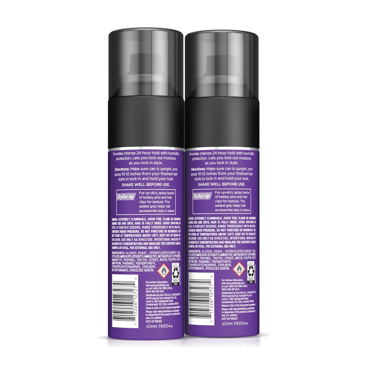 John Frieda Anti Frizz, Frizz Ease Firm Hold Hairspray, Anti-Humidity Spray for Hair, for 24-hour Hold, 12 Oz, Pack of 2