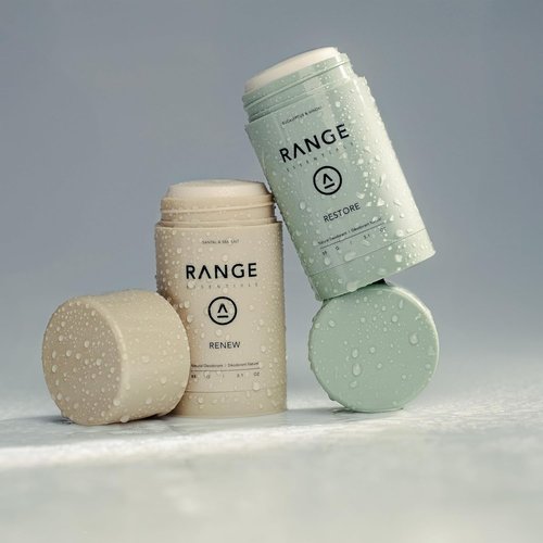 Range Essentials Restore Natural Deodorant - Eucalyptus Hinoki, Aluminum-Free, Extra Strength, Mini Travel Size (3.1oz)