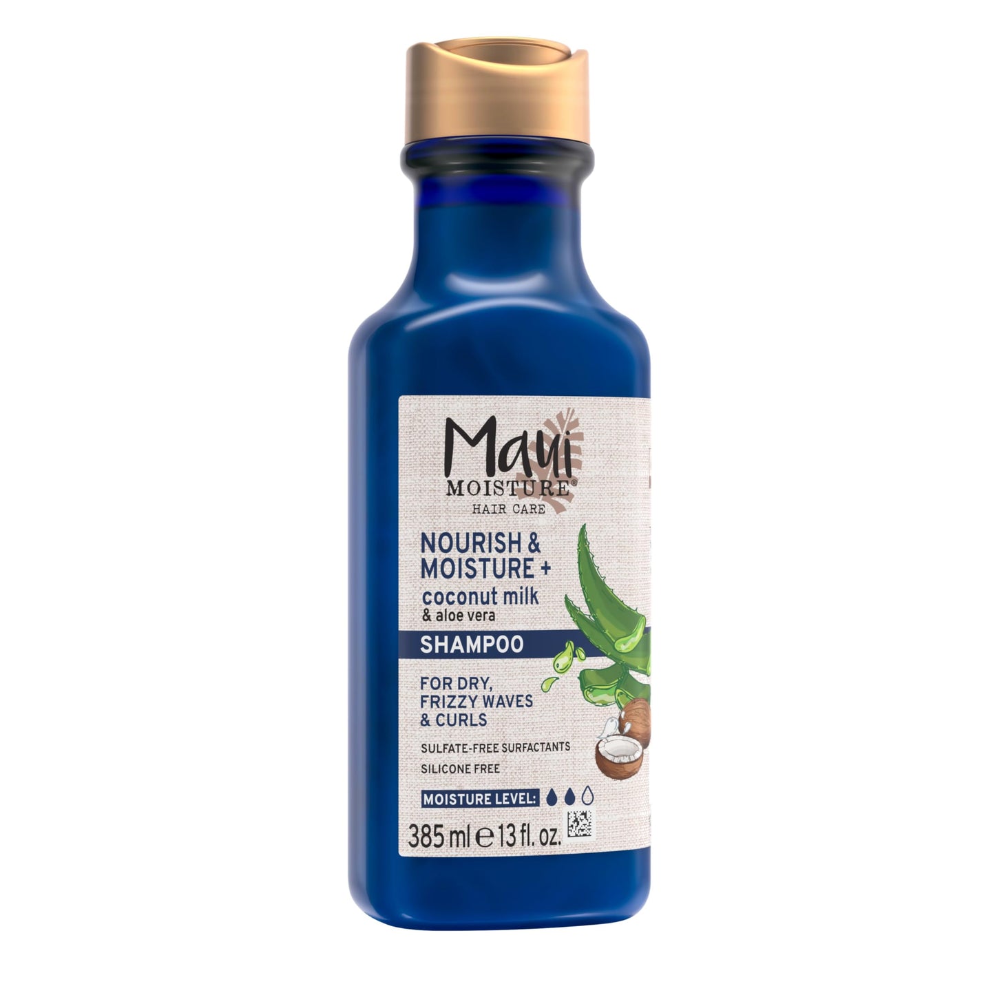 Maui Moisture Nourish & Moisture + Coconut Milk Shampoo to Hydrate and Detangle Curly Hair, Lightweight Daily Moisturizing Shampoo, Vegan, Silicone & Paraben-Free, 13 fl oz