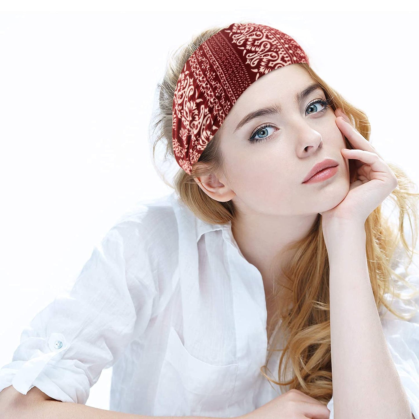 Yeshan Women's Wide Boho Knotted Non-Slip Turban Headwraps - Stretchy Bandeau Hair Bands for Sports, Yoga, Workouts, Pack of 8