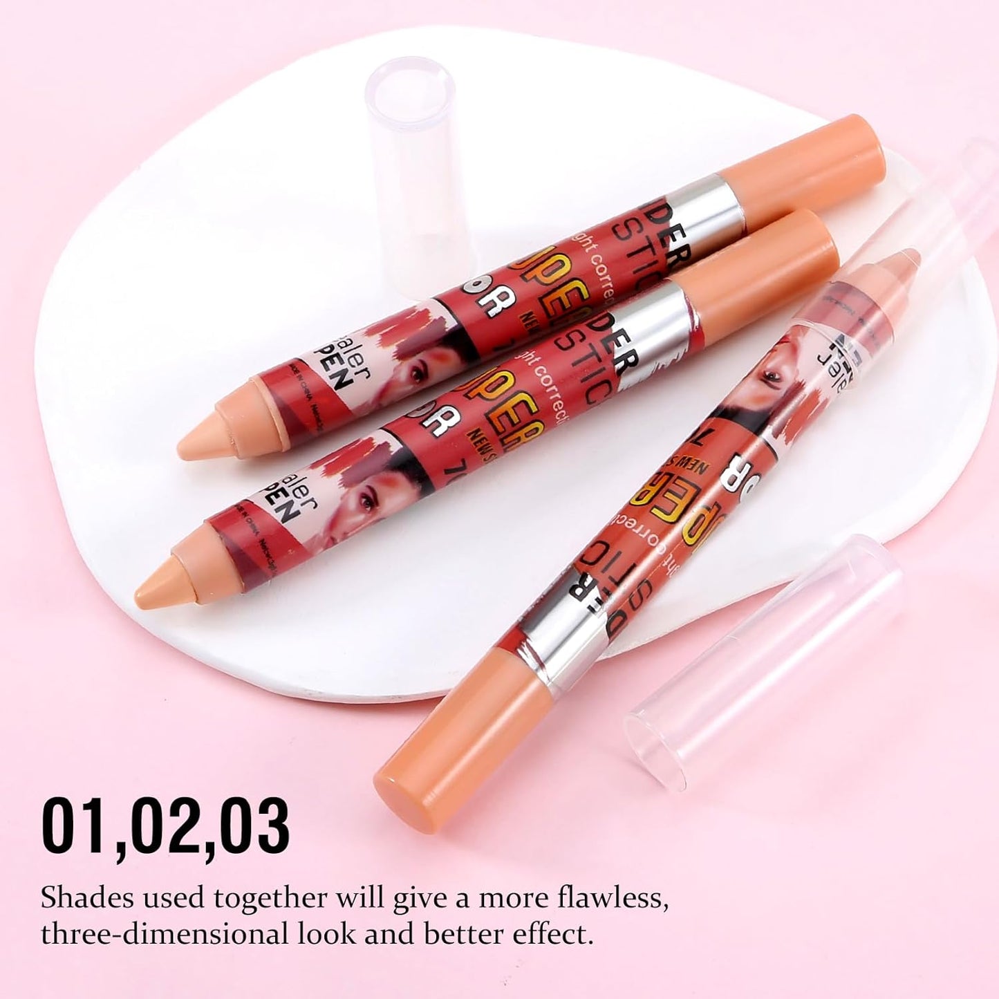 Boobeen Concealer Pencils - Multi-Use Creamy Matte Highlighter Sticks for Full Coverage | 3 Pcs Set