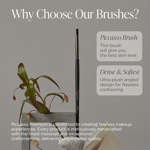 Piccasso 722 Angled Eyeliner Brush - Precision Flat Brush for Liquid, Gel & Powder Eyeliner