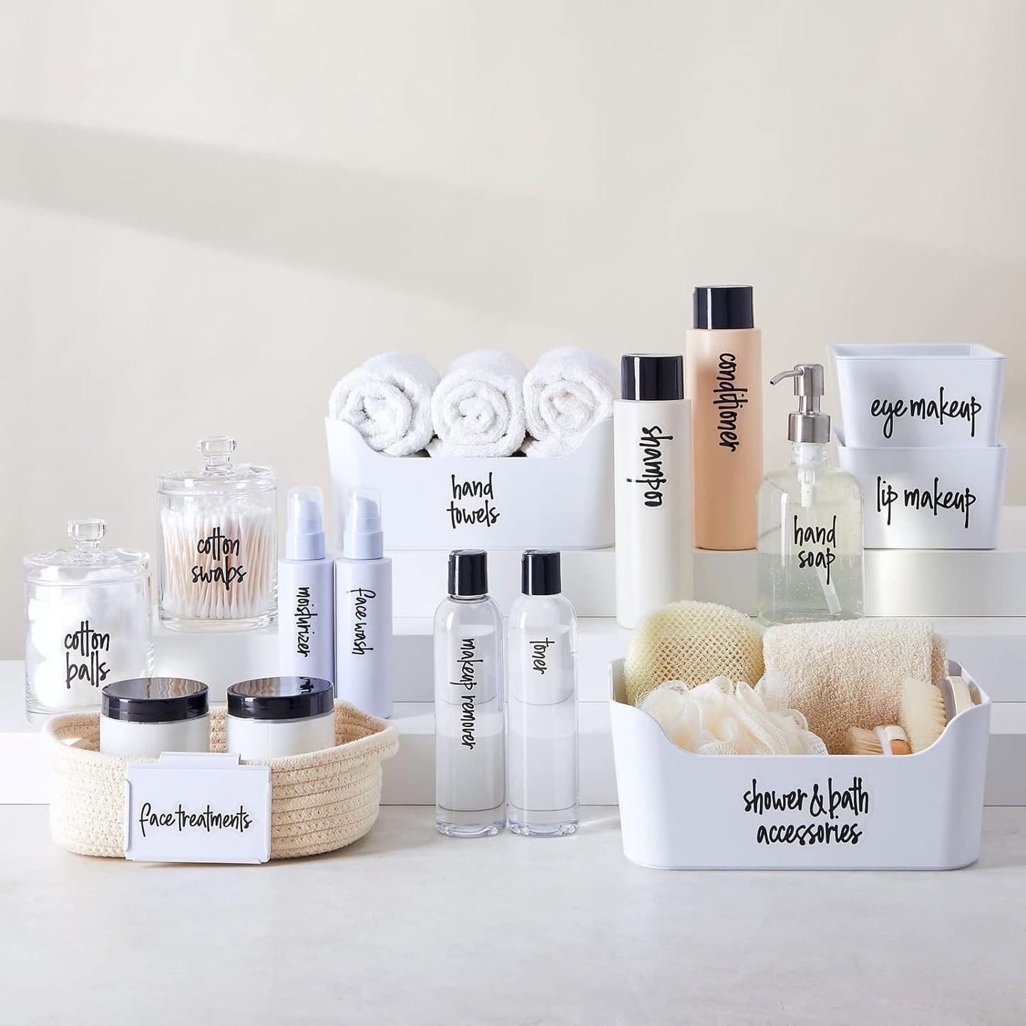 Transparent Vinyl Kitchen & Bathroom Labels - 192 Waterproof Stickers for Jars & Makeup Storage