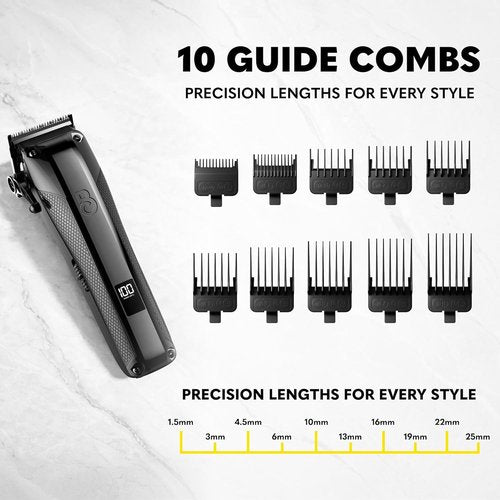 Beard Club Pro Beard Trimmer for Men - High-Power Cordless Hair Trimmer with 10 Guides & Taper Lever