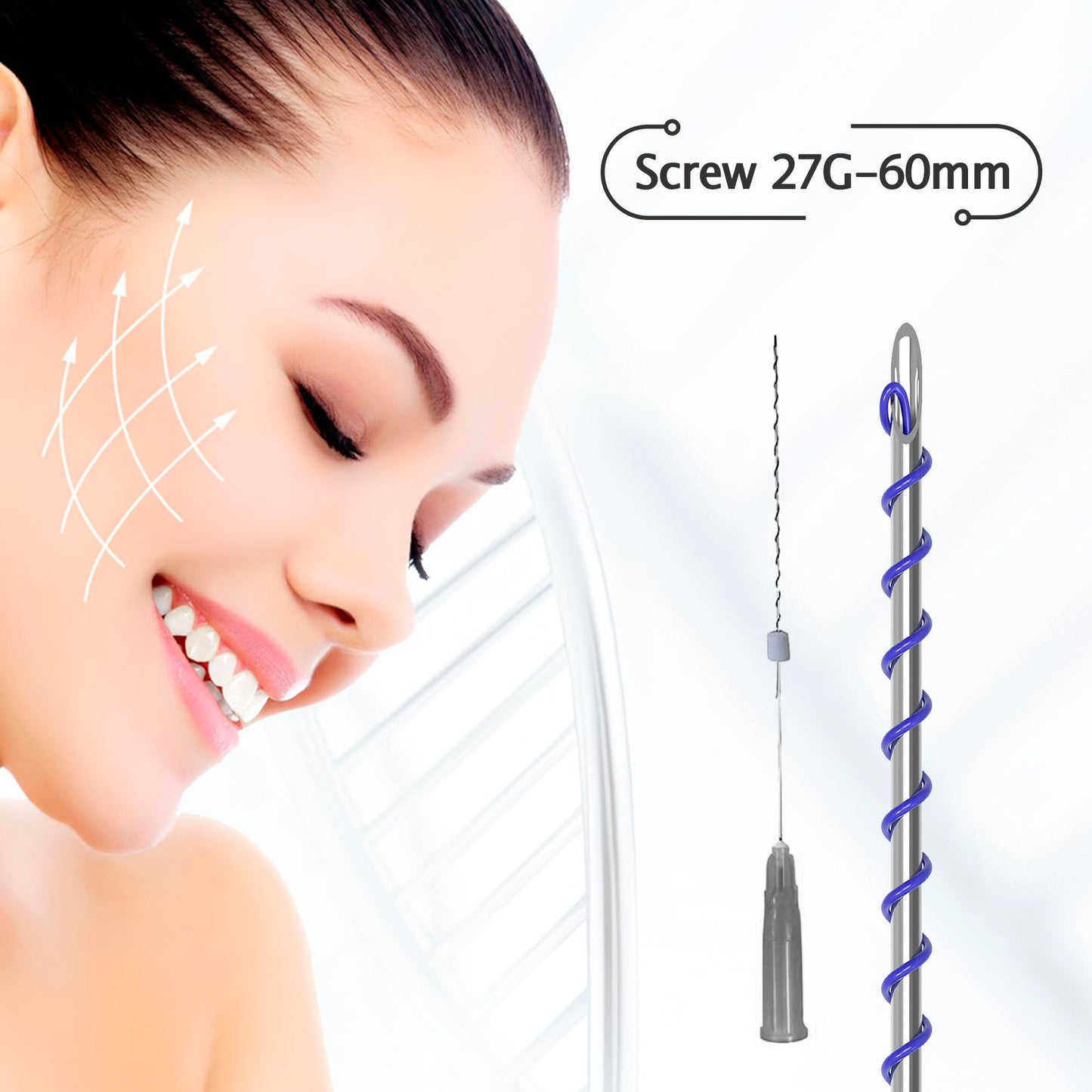ESTEVO PDO Screw Thread, Improves Skin, Lift and Restore Skin Elasticity and Radiance, Pdo Thread Increase Firmness (20PCS-27G*60mm)
