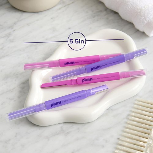 Plum Beauty Double-Sided Dermaplaning Razors - Precision Dual-Blade Facial Razors for Women | 4-Pack for Brows, Upper Lip & Cheeks