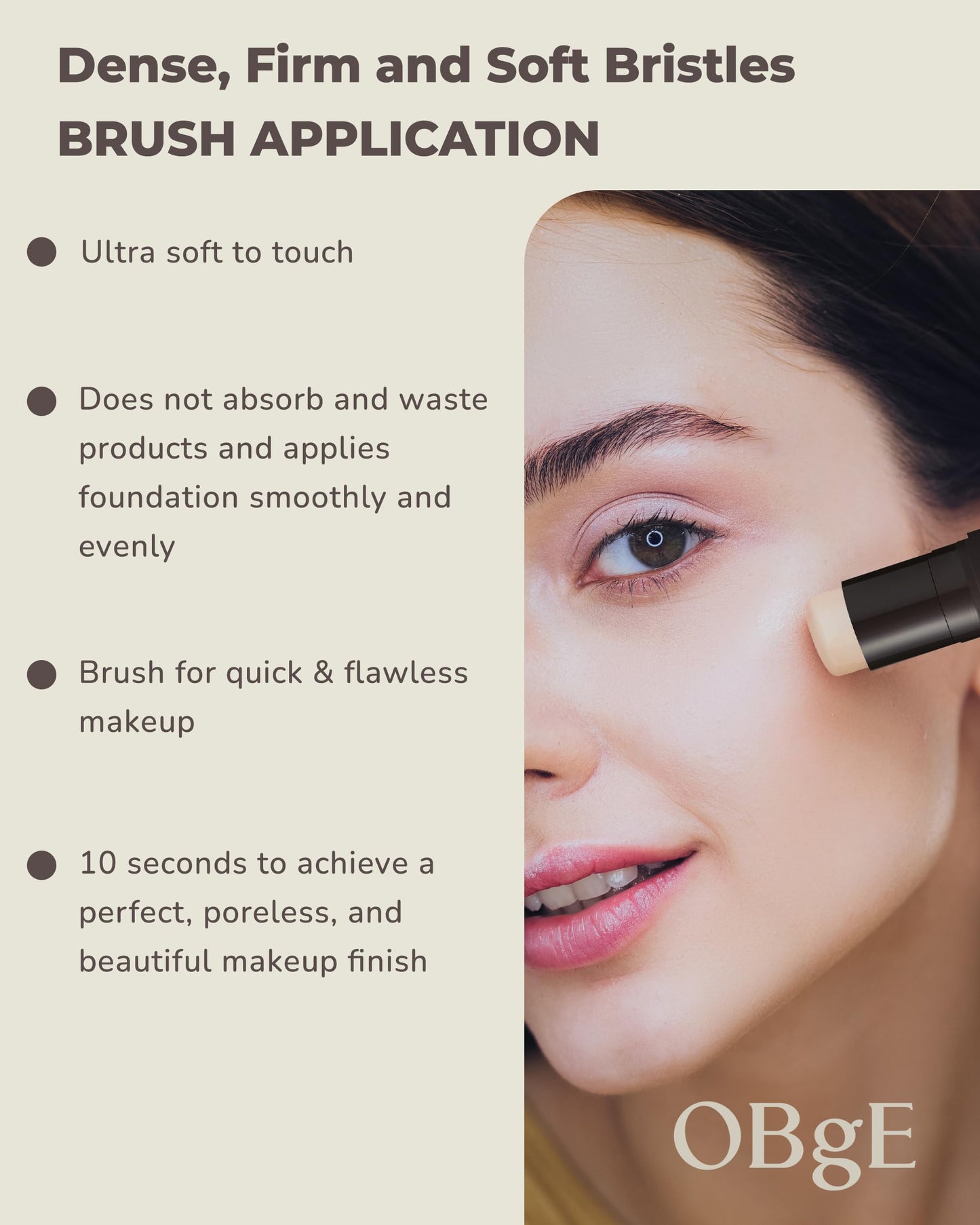OBgE Natural Cover Foundation #21 (Ivory, 0.5oz) - Stick Foundation with Brush for Flawless Skin Tone Correction and Coverage. Long-Lasting Wear for Daily Use.