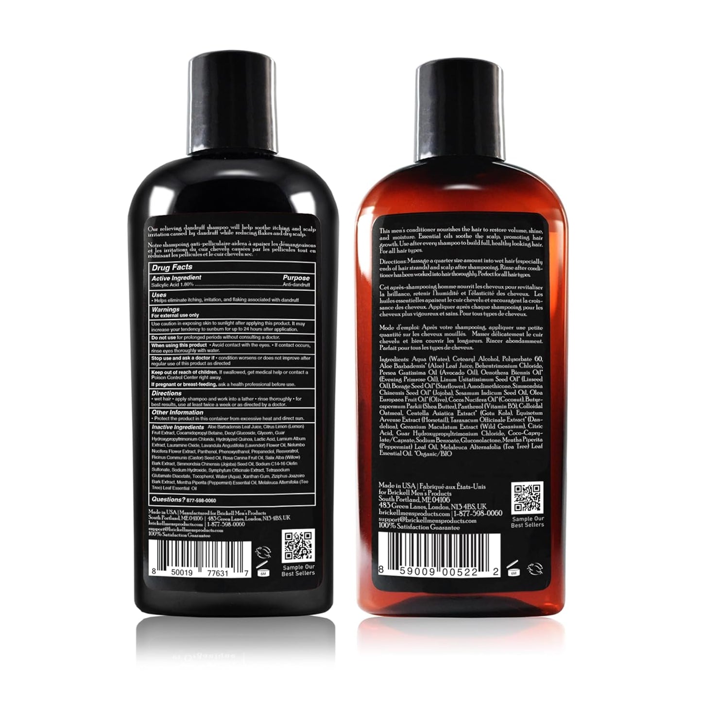 Brickell Men's Dandruff Shampoo & Conditioner Set - All-Natural Daily Hair Care Routine