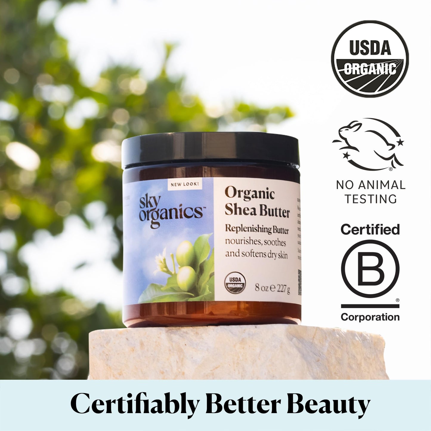 Sky Organics Organic Shea Butter, Replenishing Butter for Body & Face, Soothes, Softens and Boosts Skin's Overall Moisture and Radiance, Suitable for Dry Skin, USDA Certified Organic Skin Care, 8 Oz
