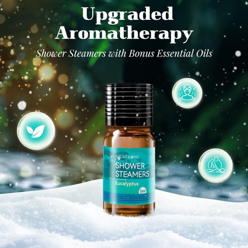 Shower Steamers Aromatherapy 8 Packs with 5ml Essential Oil, Eucalyptus for Shower, Birthday Gifts for Women Men, Valentines Day Gift for Him Her, Eucalyptus & Mint for Nasal Congestion, Stress Relief