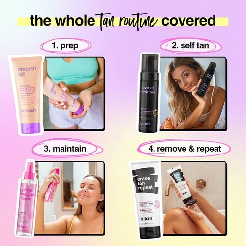 b.tan Clear Face Tan Mist Bundle - Gimme The Glow Down | Gradual Bronzing Facial Tanner Spray, 6.7 Fl Oz, Pack of 2