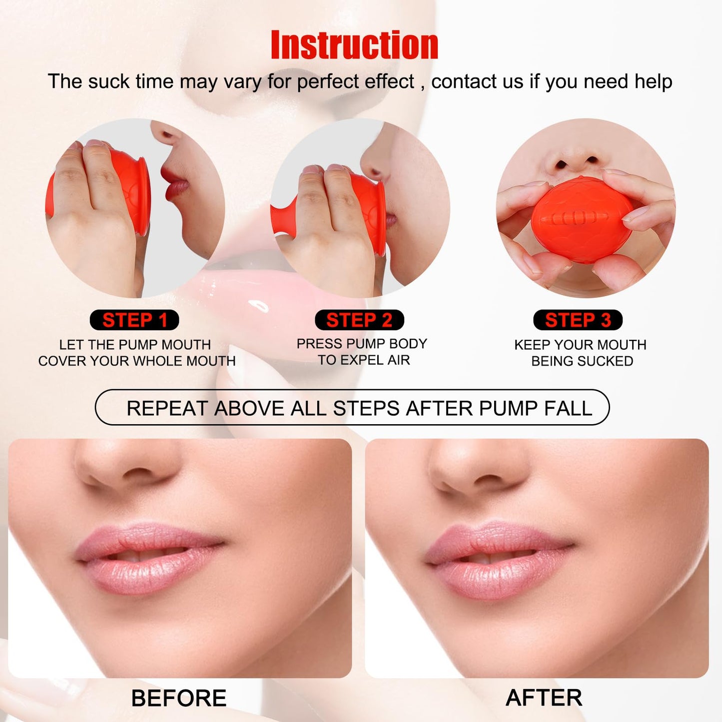 lip pump lip plumper lip enhancer,Soft Silicone Fish Shape Lips Enhancer,Fuller Thicker Mouth Fastly Lip Pumps Bigger Device for Women Female (RED)