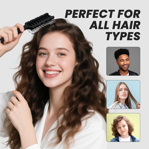 Balon Hair Brush - Speed Dry Vent Brush for Pain-Free Detangling | Ideal for All Hair Types (Black)