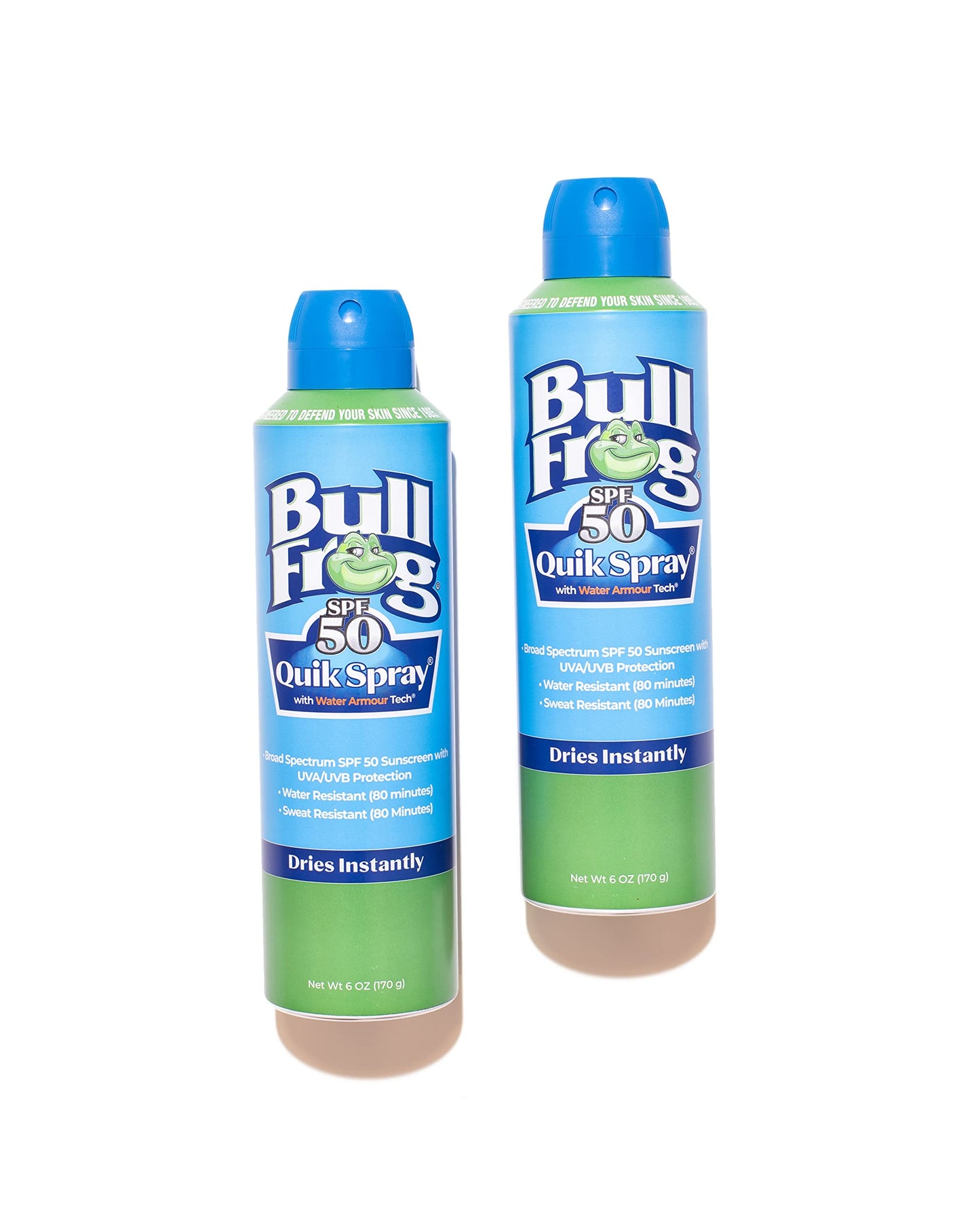 Bullfrog Quik Spray Sunscreen SPF 50 | Oxybenzone & Octinoxate Free | Broad Spectrum Moisturizing UVA/UVB, 2 pack