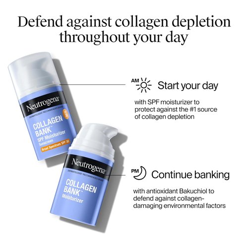 Neutrogena Collagen Bank Face Moisturizer - Anti-Aging Cream with SPF 30 & Micro-Peptides | 2 fl oz + Hydro Boost Cleanser 0.5 oz