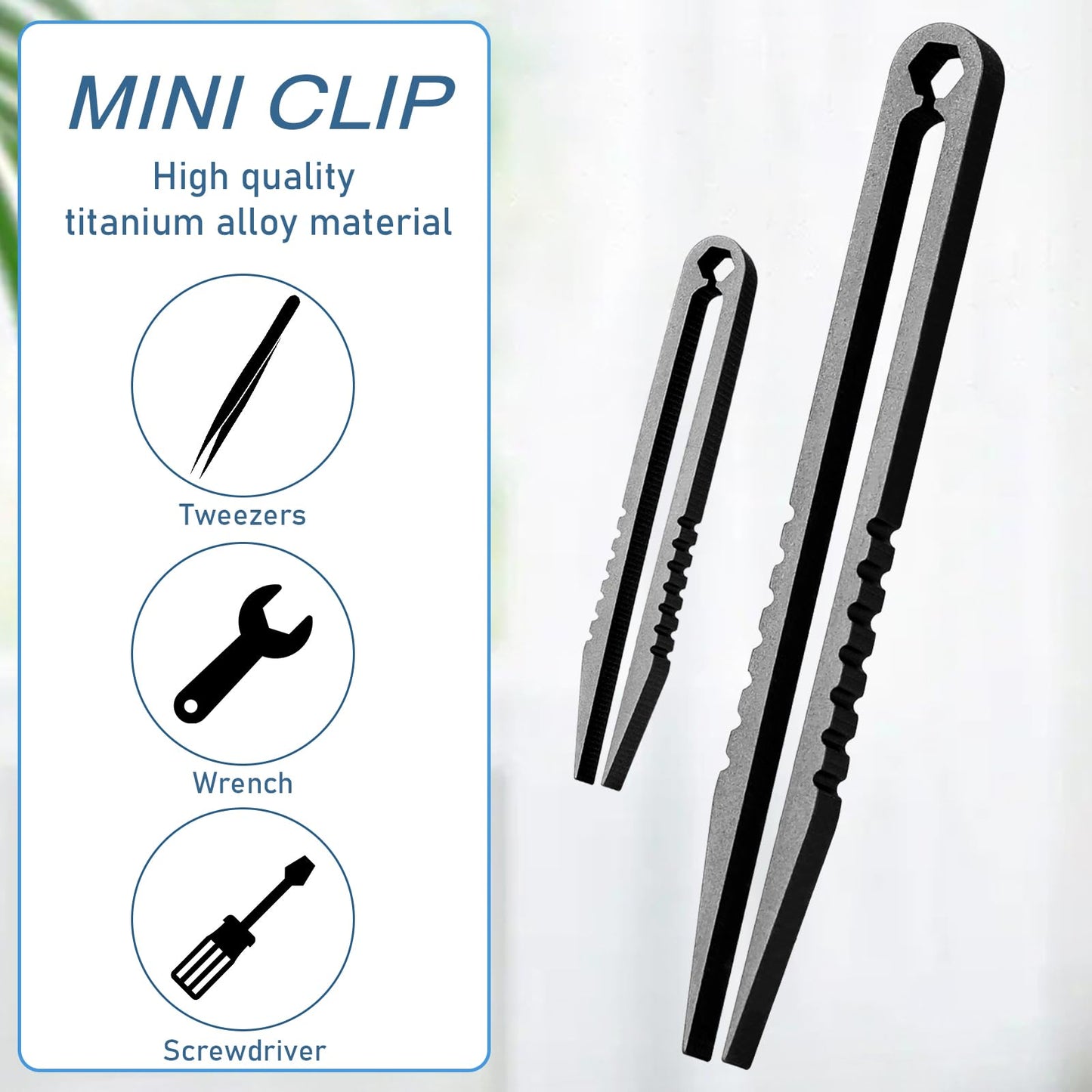 2Pcs Mini Titanium Tweezers, Portable Titanium Tweezers, Travel EDC Tweezers Alloy Tweezers Pick Up Tweezers, Portable Small Tweezer, EDC Tools and Gadgets(Black)