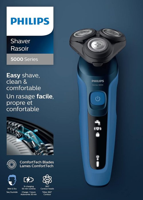 Philips Series 5000 Electric Shaver - Wet & Dry Technology for a Smooth Shave | Model S5466/17