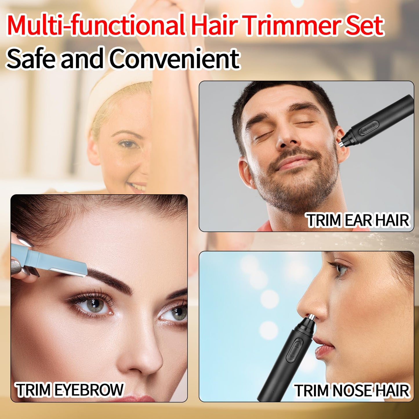 Yunmiss Nose Hair Trimmer for Women Men,Painless Rechargeable Ear Hair Trimmer Clipper,Portable Facial Hair Removal and Eyebrow Razor for Travel (Black)