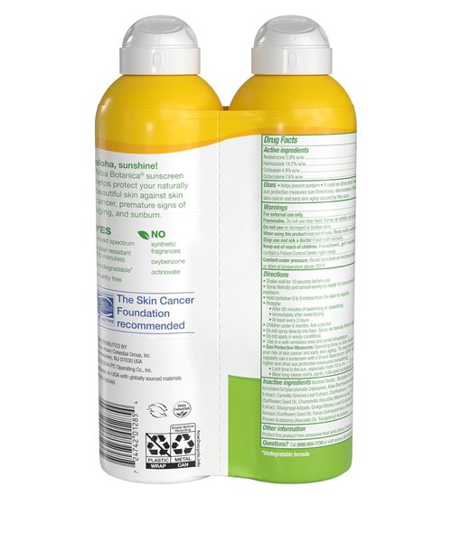 Alba Botanica Sunscreen Spray SPF 50 - Sensitive Skin Formula, 10 Fl Oz (Pack of 2)