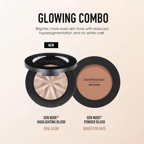 bareMinerals Gen Nude Blush - 2-in-1 Blush & Highlighter Hybrid, Silky Blendable Makeup, Vegan, Talc-Free