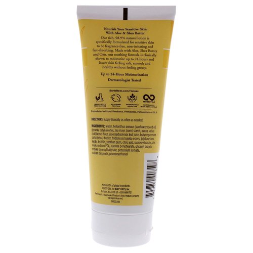 Burt's Bees Aloe & Shea Butter Body Lotion - Gentle Formula for Sensitive Skin | 6 Oz (Pack of 3)