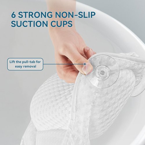Bath Pillow Bathtub Pillow, Ergonomic Luxury Bath Pillows for Tub, Bath Tub Pillows for Head and Neck, with Soft 4D Mesh Fabric and Non-Slip Suction Cups, Relaxing Bath Accessories, Fits All Bathtub
