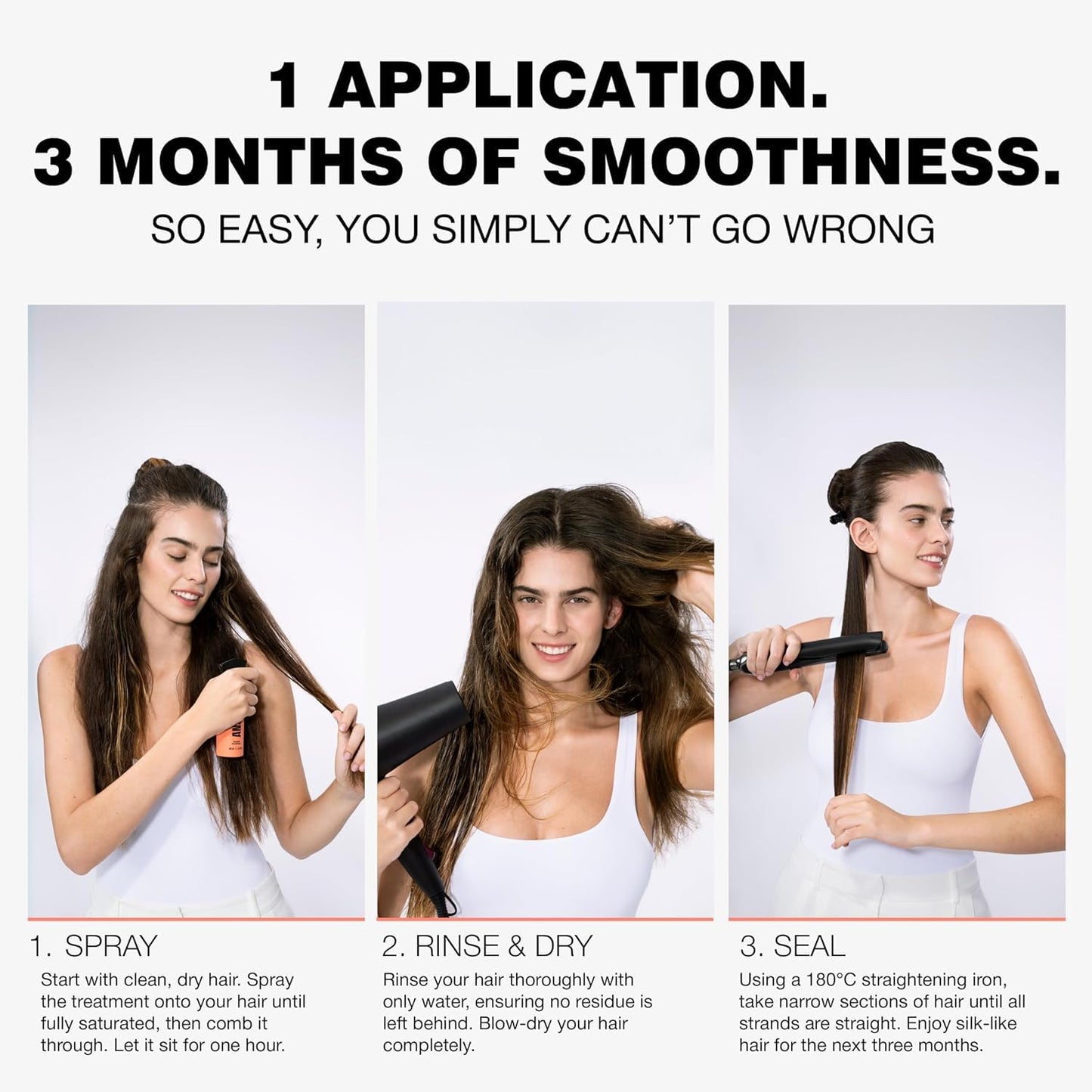 ANSWR At Home Brazilian Keratin Hair Treatment - Eliminates Frizz, Salon Results, Sulfate-Free | 3 x 100ml Kit