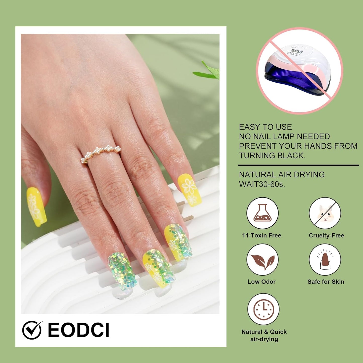 Glitter Green Dip Powder, 1 Oz/28g Nail Dipping for DIY Manicure Salon at Home Easy to Use Nail Dip Powder for Women gift No Needed Lamp Curing