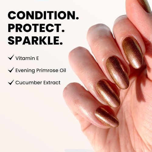 LONDONTOWN Shimmer Nail Highlighter - Iridescent Copper Rose Gold Nail Polish Treatment | Vegan & Cruelty-Free - 0.40 fl oz