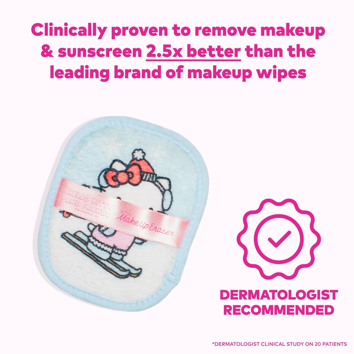 The Original MakeUp Eraser, 7-Day Set, Erase All Makeup With Just Water, Including Waterproof Mascara, Eyeliner, Foundation, Lipstick, Sunscreen, and More! Hello Kitty Skiing, 7ct.