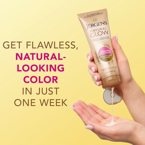 Jergens Natural Glow Self Tanner - Daily Moisturizer for Medium to Deep Skin Tone | 7.5 Oz with Coconut Oil & Vitamin E