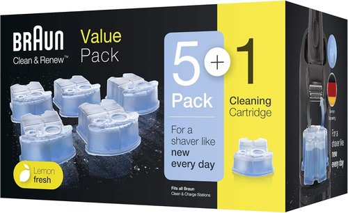 Braun Syncro Shaver Refills - Clean & Renew 6-Pack for Optimal Shaving Performance