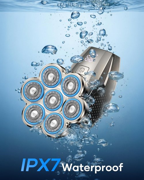 7D Head Shaver - 5-in-1 Magnetic Detachable Electric Razor for Bald Men | IPX7 Waterproof, LED Display