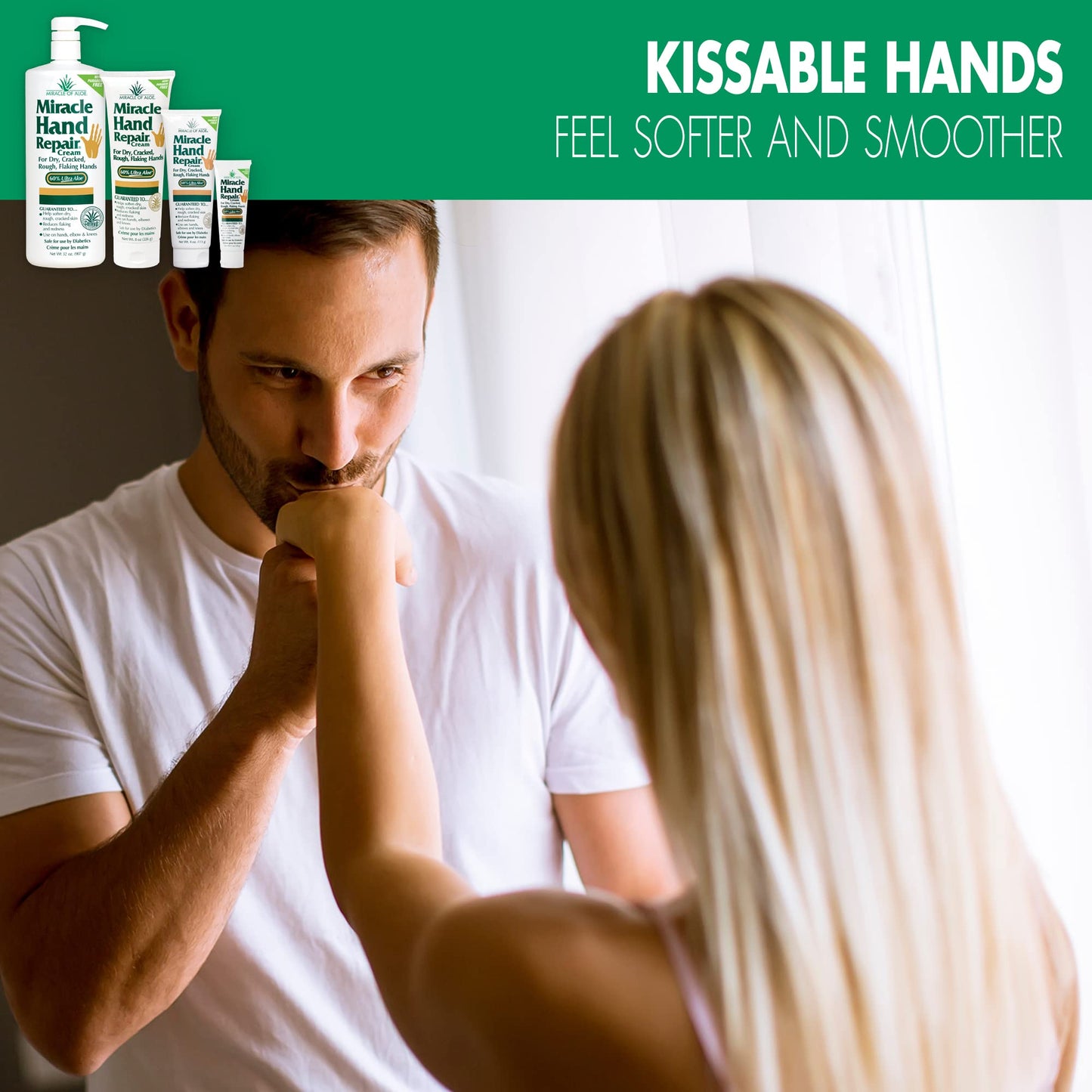 Miracle of Aloe Miracle Hand Repair Cream 8 oz Healing Aloe Vera Lotion for Dry, Cracked Hands with 60% Ultra Aloe Gel - Moisturizes, Softens, and Repairs - Non-Greasy, Lightly Scented (2-Pack)