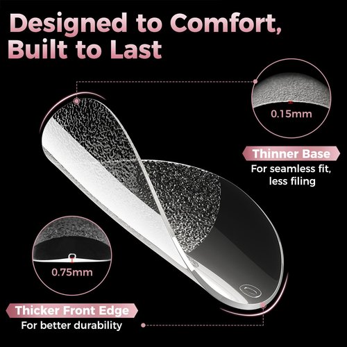 Luckyfairy Extra Short Almond Nail Tips, 240pcs Soft Gel Pre-Shaped Acrylic Fake Nails, Half Matte Full Cover Clear Gelly Press on Flase Nail Tips for Extension Nail Manicure Home DIY 12 Sizes