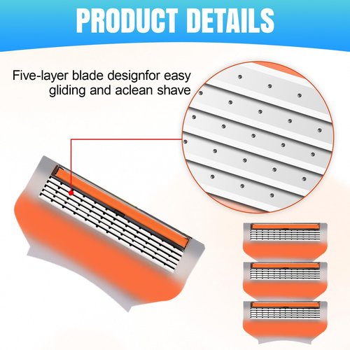 24Pcs Premium Razor Blades for Men - Compatible with fusion 5 blades refills, 5-Layer Stainless Steel Cartridge Refills Compatible with Fusion 5 Style Razors, Value Pack
