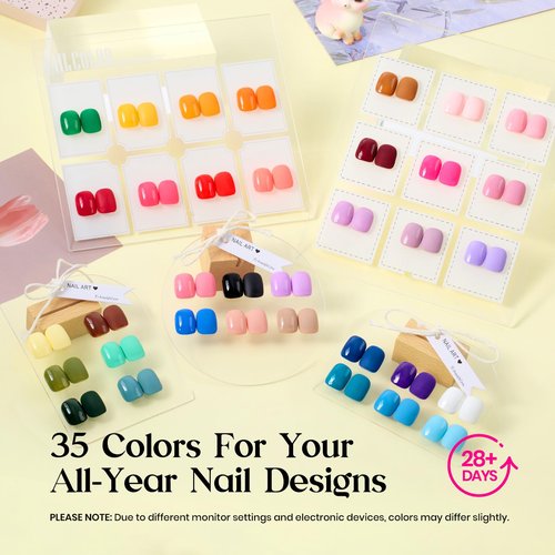 Beetles Gel Nail Polish Kit with U V Light -35 Colors Gel Polish Set 68 Pcs One Color One Bottle Mood Mosaic Nail Kit with Top Base Coat Beauty Must Have DIY Salon Manicure Gifts for Women Teen Girls