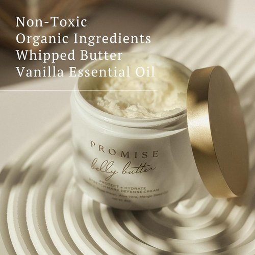 Promise Belly Butter - Stretch Mark Prevention Cream for Pregnancy | Deeply Hydrating Vegan Formula with Vitamin C & Shea Butter, 6 oz
