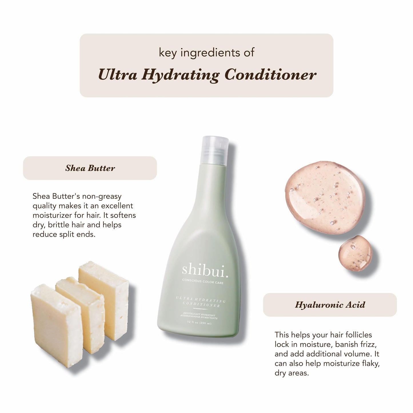 SHIBUI Ultra Hydrating Conditioner, Moisture-Rich Conditioning & Color Protection with Shea Butter & Hyaluronic Acid, For Medium to Textured Hair, Color-Safe & Silicone-Free, 12 Fl Oz