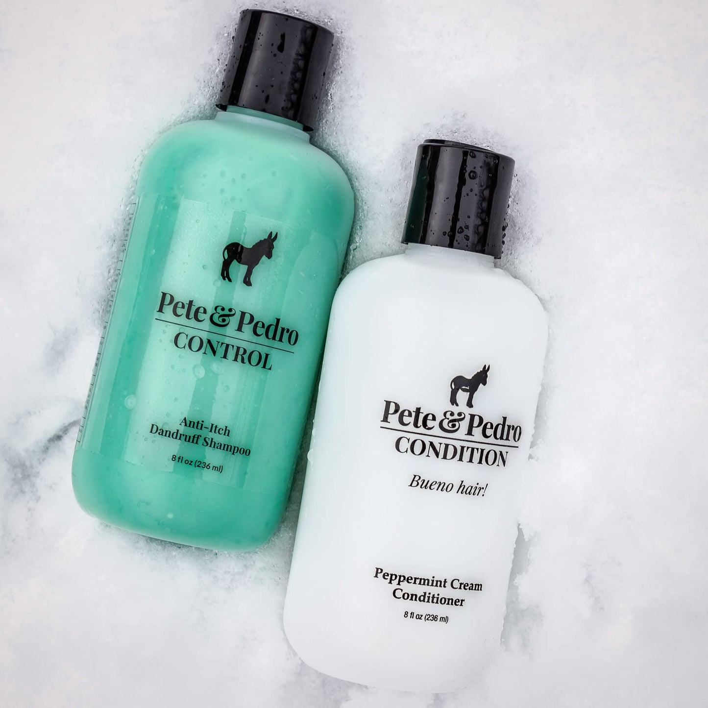 Pete and Pedro Control and Conditon Combo | Extra-Strength Dandruff & Anti-Itch Medicated Coal Tar Peppermint Shampoo Plus Restorative Peppermint Conditioner {Featured on Shark Tank}