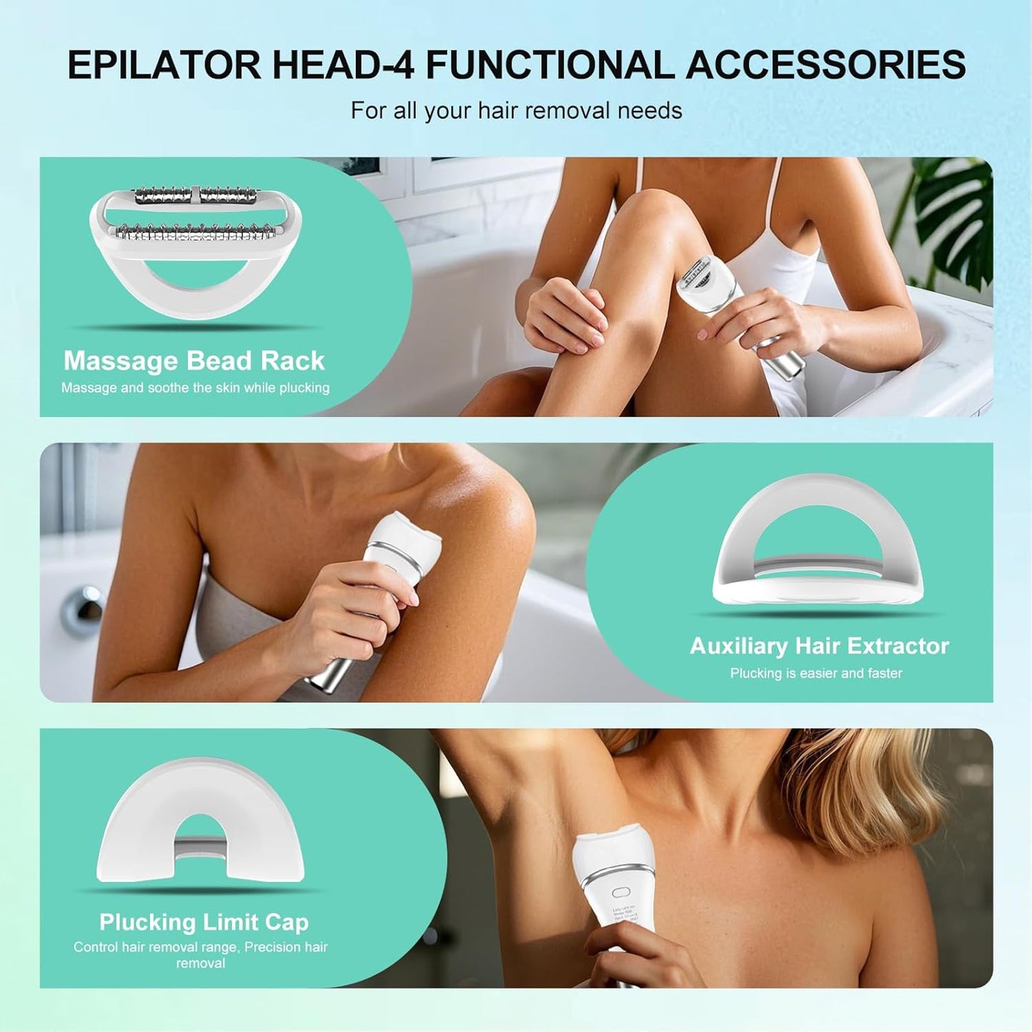 Zesuti Epilators | 2-in-1 Electric Razors for Women - Dual Head Bikini Trimmer & Facial Razor, Cordless for Smooth Wet/Dry Shaving