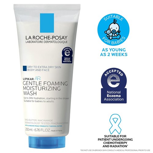 La Roche-Posay Lipikar AP+ Gentle Foaming Body Wash - Moisturizing Formula with Shea Butter & Niacinamide for Dry Skin