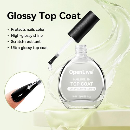 OpenLive Base and Top Coat Nail Polish Quick Dry,16.5ml Large capacity Basic Nail Polish Set Fast Dry Air, High-Glossy Shiny, No U V Light Needed for Women Salon DIY Nail Art