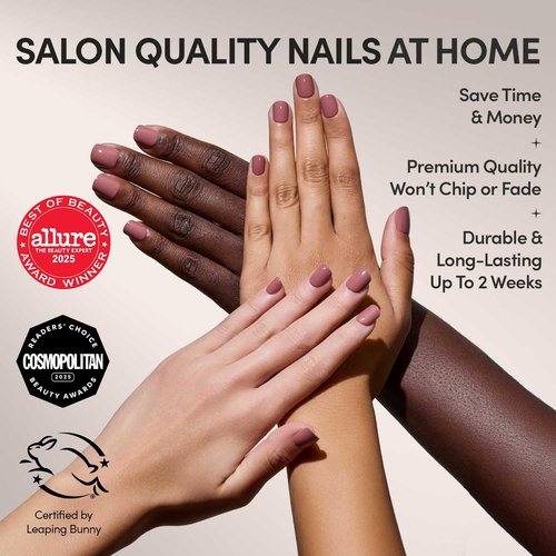 Glamnetic Press On Nails - Super Short Round Fake Nails, Muted Mauve Purple Nails, Mauve Cutie | 12 Sizes - 30 Nail Kit with Glue | Gift for Mom