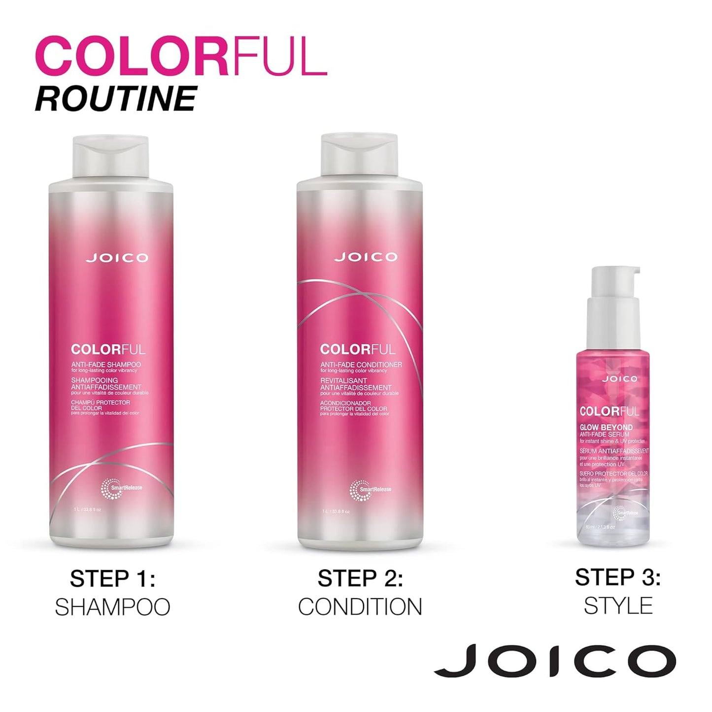 Joico Colorful Anti-Fade Shampoo & Conditioner Set - Preserve Vibrant Hair Color | For Color-Treated Hair
