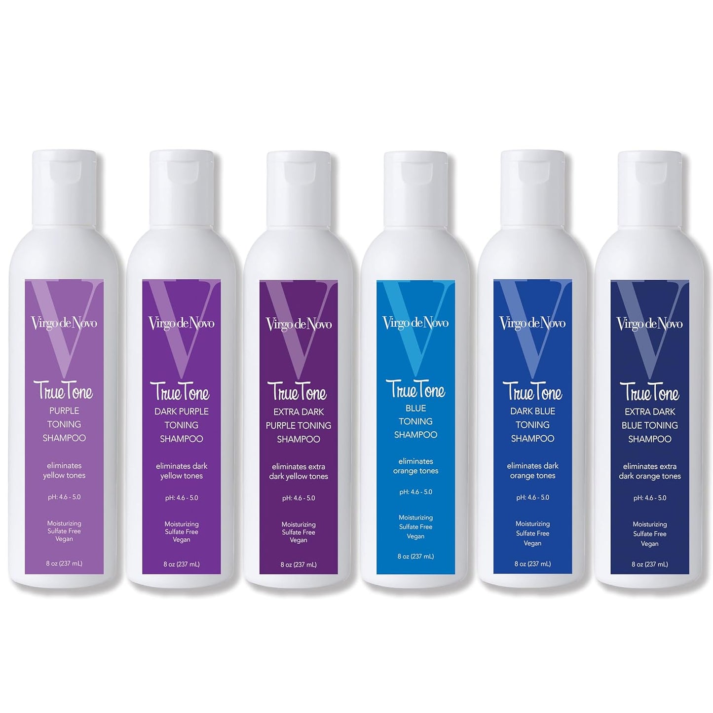 Virgo de Novo Extra Dark Blue Toning Shampoo - Neutralizes Brassy Tones in Lightened Brunette Hair | 8 oz, Vegan & Sulfate-Free