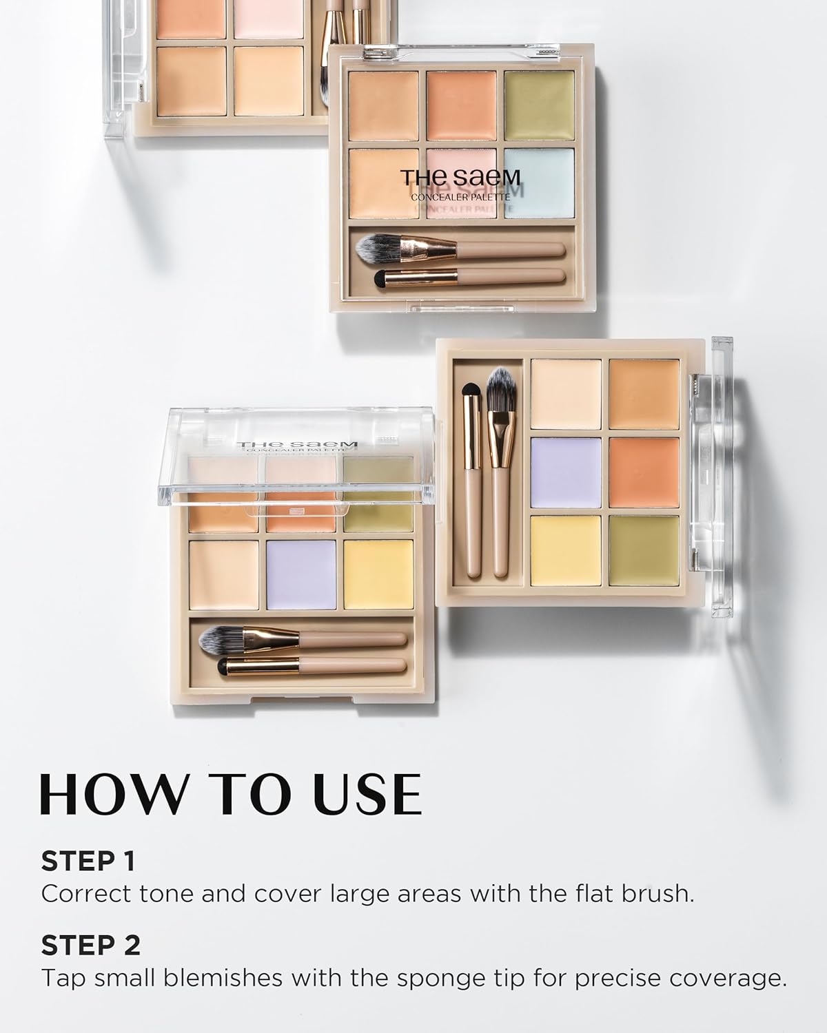 THESAEM Cover Perfection Concealer Palette - 6-Color Multi Concealer for Medium Skin Tones 20-23 | Dual Brush Included - Ideal for Blemishes & Dark Circles
